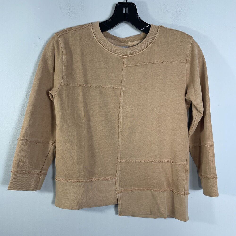 Dot Dot Smile Girls 8-10 Asymmetrical Hem Long Sleeve Pullover Sweater Brown